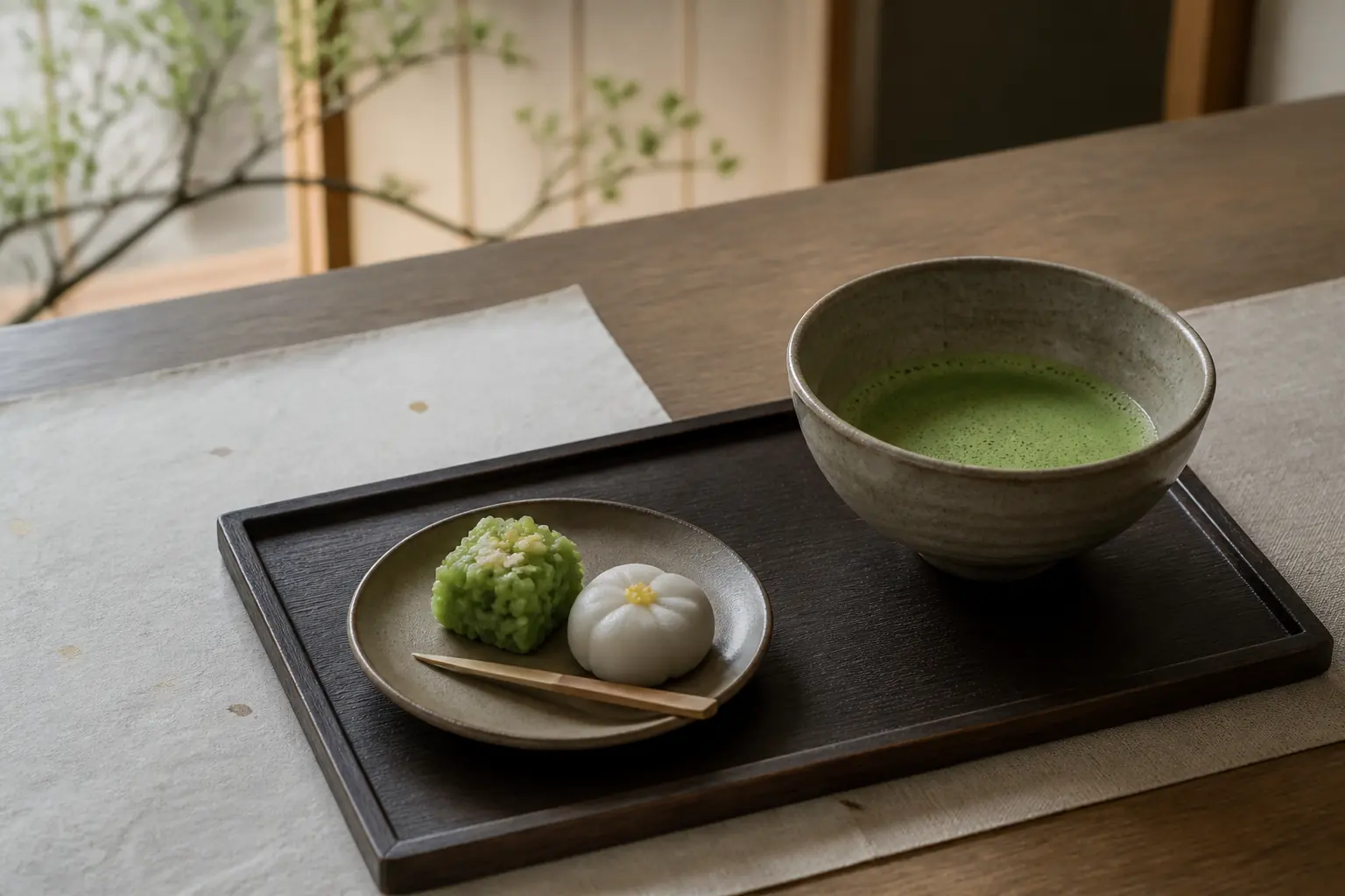 抹茶と季節の和菓子